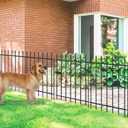 Decorative Metal Garden Fence with Gate 30" x 10', Outdoor Fence Border