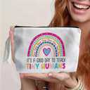 Teacher Survival Kit Makeup Bag - Best Teacher Gifts Cosmetic Bag, 'it's a Good Day to Teach' Tiny Humans, Canvas Zipper Makeup Bag