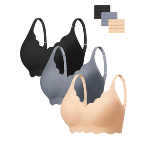 Angelhood Seamless Bras Women Soft Jelly Push Up Wireless Bra Supportive V Neck No Underwire Comfort Tshirt Bralettes, Small