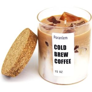 Iced Coffee Candle Latte Coffee with Ice Cube 15 oz 450ml Handmade Home Scented Aromatherapy Candles Gifts for Women Lovers Her Birthday Valentine Room Decor