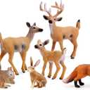 UANDME Forest Animals Figures, Woodland Creatures Figurines, Miniature Toys Cake Toppers (Deer Family, Fox, Rabbit, Squirrel)