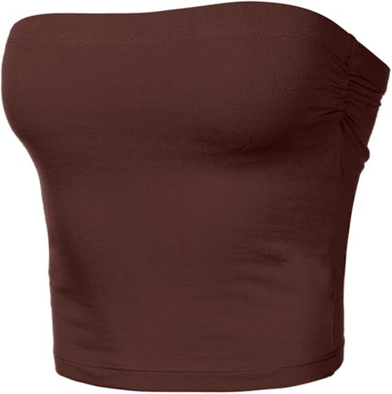 Women's Shapewear Tube Tops Strapless Ruched Built-in Shelf Bra Casual (Large, 014-black-1)