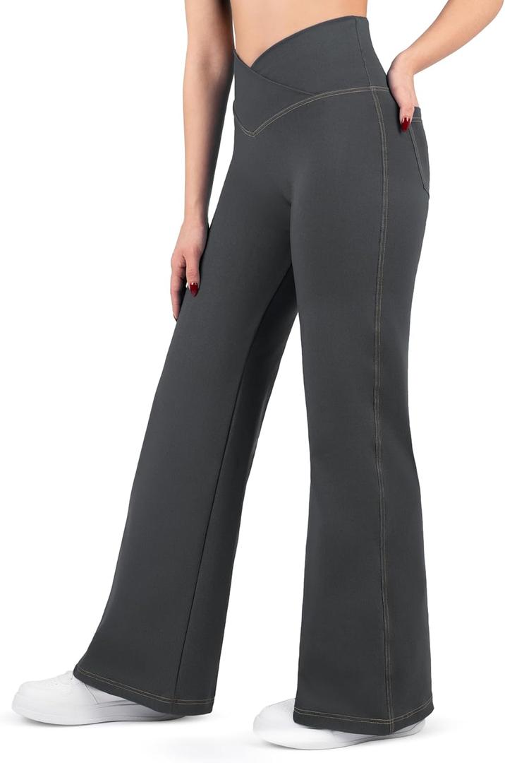 Nirlon Women's Wide Leg Crossover Jeggings, Size 14