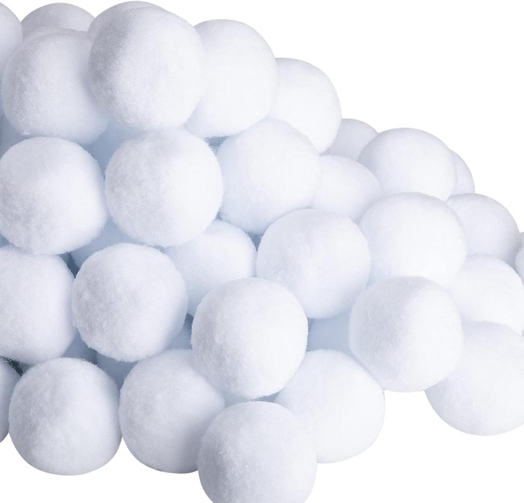 codree 100 PCS Fake Snowballs for Kids- 2 Inch Indoor Snowball Fight Balls- Artificial Snowballs for Outdoor Snow Fight and Christmas Tree Decoration