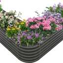 A ANLEOLIFE Heart-Shaped Galvanized Raised Garden Beds Outdoor,81x81x18in Large Metal Planter Box for Planting Vegetables Flowers Herb, Anti-Rust & Easy-Setup, Quartz Grey