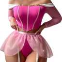VENUS ALLURE Women's Sexy Princess Lingerie Set - Fairytale Cosplay Fantasy Costume Pink (Pink, X-Large)