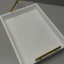 16"x12" Serving Trays with Handles, White Decorative Serving Tray, Ottoman Trays, Living Room, Bathroom, and Outdoors Decorative Trays (White)