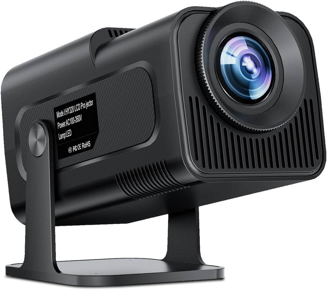 Mini Projector with Wifi Bluetooth, Built-in Apps - Salange HY320 1080P 4K Support Mini Projector, Android 11.0, 270 Adjustable Stand, Auto Keystone, pk HY300 Projector [2025 Upgrade] (Black)