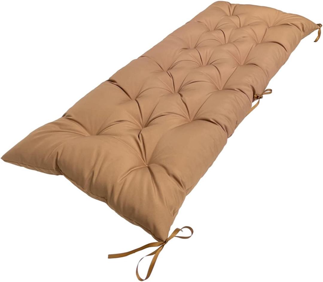 Waterproof Bench Seat Cushions Outdoor,Porch Swing Replacement Cushion,Thicken Patio Bench Rocking Chairs Pad Lounger Seat Pads for Wicker Loveseat Settee Khaki,59 * 20"