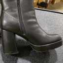 Rilista Womens Platform Boots Chunky High Heels Booties Square Toe Side Zipper Boots, 8, Black