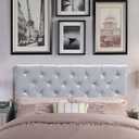 Iconic Home Rivka Headboard Velvet Upholstered Diamond Button Tufted Modern Transitional, Twin, Silver