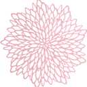 Snowkingdom Pink Placemats Set of 8, Round Vinyl Pink Flower Place Mats 15 Inch Fancy Dinning Floral Table Mats for Wedding Birthday Baby Shower Easter Halloween Christmas Holiday Party Decoration