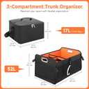 StorageWorks Trunk Organizer for SUV, Multi-Compartment Car Trunk Organizer, Car Organizer and storage with Aluminum Alloy Handle, Medium, Black and Orange, 1-Pack