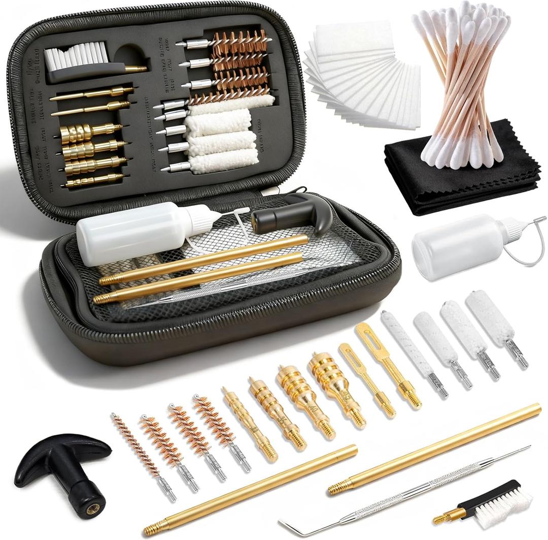 Gun Cleaning Kit Universal Handgun Cleaning Kit 25 in 1 Pistol Cleaning Kit for .22/.223/5.56mm. 357/.38/9mm .10mm .40 .45 Caliber Gun Brush Tools Gun Accessories