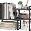 Desktop Shelf Organizer,Small Bookshelf for Office,Wood Desk Top Shelves, Office Organization and Storage (Black)