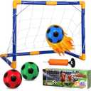 Soccer Goal Set with 3 Ball Pump for Toddler Kid, Portable Goals Training Equipment for Garden Indoor Outdoor Backyard, Birthday Gift for Boy Girl Sports Toy Family Game 23" W18" H12" D