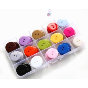 1 Inch (25mm) 15 Colors Assorted Buttons 2 Holes Resin Button for Sewing and Craft Pack of 105pcs (Each Color 7 PCS)