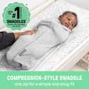 SwaddleMe by Ingenuity Compression Baby Swaddle Pod, Two-Way Zipper for Easy Diaper Changes, Improves Sleep & Calms Startle Reflex, 0-2 Months, 1.0 TOG, 2-Pack - Dino Jam