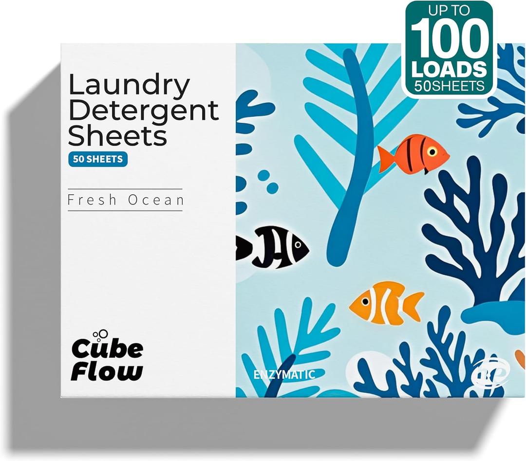 Laundry Detergent Sheets, Ebony Rose Scent - 100 Loads | 72-hour long lasting fragrance, Eco Friendly Sheets | Pre-Measured, Liquidless for Deep Clean | Hypoallergenic (Fresh Ocean)