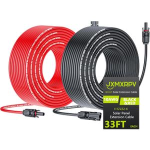Solar Extension Cable 33Ft 10AWG, Solar Wire with Tool-Free Solar Connectors, Waterproof Solar Panel Extension Cable 6mm, PV Cable 10Gauge for Home Boat RV Solar Panels(33ft)