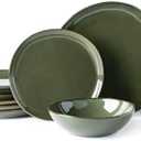 AmorArc Ceramic Dinnerware Sets,Handmade Reactive Glaze Plates and Bowls Set,Highly Chip and Crack Resistant | Dishwasher & Microwave Safe Dishes Set,Service for 4(12Pcs)