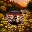 Butterfly Solar Lantern Outdoor Patio Decor, 2 Pack Retro Metal Waterproof Garden Decor Solar Table Light, Birthday Gifts for Women Mom Grandma ,Yard Porch Garden Balcony Decorations