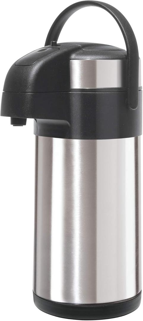 OGGI Airking 102oz Stainless Steel Thermal Coffee Carafe- Vacuum Container w/Lever Action Pump, Insulated Coffee Carafe, Thermos Carafe, Hot Beverage Dispenser, Catering Supplies, 3 Liters