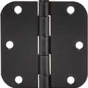 Amazon Basics Sturdy Rounded 5/8 Radius Interior Door Hinges with Included Screws, 3.5" x 3.5", Matte Black, 18-Pack