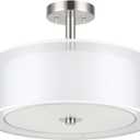 XiNBEi Lighting 16" Drum Semi Flush Ceiling Light Brushed Nickel for Living
