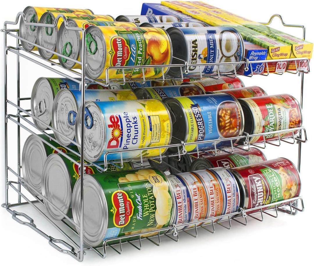 Sorbus Can Organizer Rack, 3-Tier Stackable Can Tracker & Pantry Cabinet Organizer Holds up to 36 Cans, Great Storage for Canned Foods, Drinks, and more in Kitchen, Cupboard, Pantry