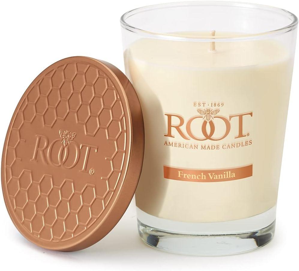 Root Candles Honeycomb Veriglass Scented Beeswax Blend Candle, French vanilla Large