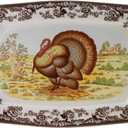 Spode Woodland Turkey Rectangular Platter  17.5 Inch Fine Porcelain Serving Tray from the Woodland Turkey Collection, Microwave, Dishwasher & Warm Oven Safe  Holiday Tableware Made in England