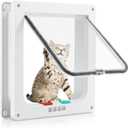 Cat Door for Interior Exterior Door (Outer Size 10.9" x 9.8"), 4-Way Locking Flap for Cats & Dogs(Circumference < 30"), Weatherproof Pet Door, White, ABS Material (XL)