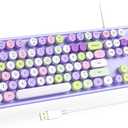 Atelus Computer Wired Keyboard, Plug Play USB Full-Size Keyboard with Large Number Pad, Caps Indicators, Foldable Stands, for Windows 7/8/10 PC Laptop (Purple Colorful)