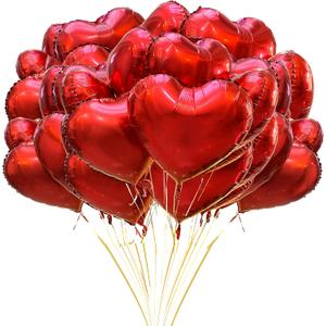 Jonhamwelbor 20Pcs 18 Inch Red Foil Mylar Heart Shape Balloons Decorations Valentines Birthday Wedding Baby Shower Party (Red)