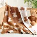SmoothNovelty Brown Bear Blanket Fuzzythrow Blanket Cute Cozy Lightweight Throw for Bed Sofa Couch Chair Soft Home Decorations for Nursery Crib, Girls, 30 x 40 Inch