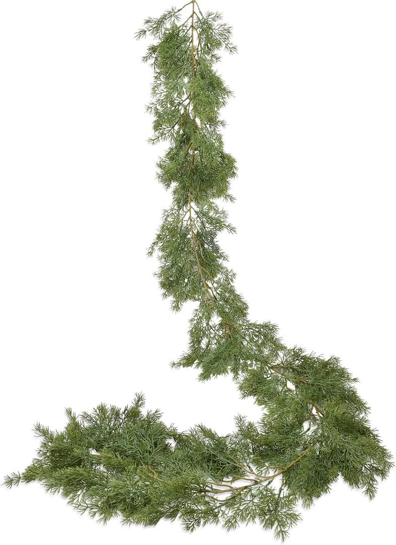 DearHouse 6.01Ft Christmas Garland Pine Cypress Artificial Greenery Garland,Artificail Pine Christmas Garland for Holiday Season Mantel Fireplace Table Runner Centerpiece Dcor