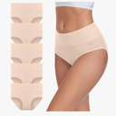 coskefy Women's High Waisted Cotton Underwear Soft Breathable Panties Stretch Briefs Ladies Panties 5 Pack XXL