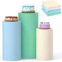 Cylinder Covers Set of 3, Cylinder Stand Covers for Parties,Round Pedestal Stand Covers for Cylinder Stands for Wedding Party Birthday Display(Cylinder Stands Not Included) (Beige Sky Blue Light Green, L+XL+XXL)