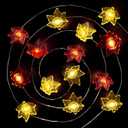BlcTec Fall Decorations for Home 12.8FT 40 LED Maple Leaves Fall String Lights, Battery Operated Thanksgiving Fairy Lights with Timer for Indoor Outdoor Thanksgiving Autumn Harvest Fall Decor