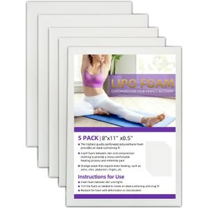 5 Pack Lipo Foam - Post Surgery Ab Board for Use with Post Liposuction Surgery Flattening Abdominal Compression Garments Liposuction Foam Pads for Recovery 8" X11
