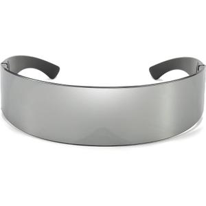 Dollger Futuristic Sunglasses Y2K Space Cyclops Wrap Around Glasses Rimless Translucent Mirrored Lens