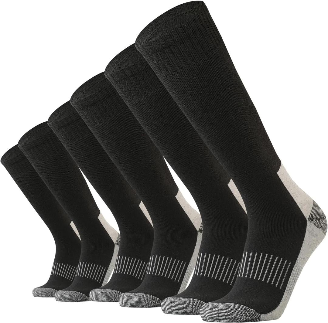 SoxDaddy Men's Cotton Full Cushion Over the Calf Socks Knee High Socks Tube Team Sports Socks for Men 3 Pairs (13-15 Big Tall, Black)