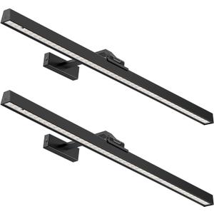 Picture Lights for Wall, Battery Operated Picture Light 24in Gallery Light for Paintings CCT Dimmable Recharging Battery Wall Light with Remote Control for Living Room Gallery Dartboard 2 PCS, (Black)