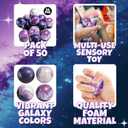 Galaxy Stress Balls for Kids - Pack of 50 Bulk - Squeeze Anxiety Fidget Sensory Balls for Children with Outer Space Theme, Great Toys for Party Favors and Birthday Party Supplies