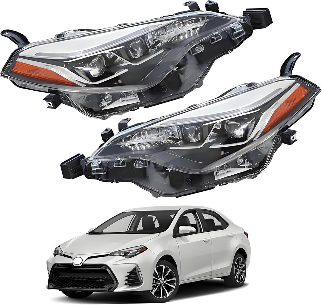 PENSUN LED Headlight Assembly for 2017 2018 2019 Toyota Corolla SE XSE XLE - Dual Projector Front Headlamps, Left & Right, Plug-and-Play