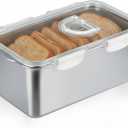 Gifhomfix Bread Box 304 Stainless Steel Bread Container, Dishwasher Safe Bread Storage for Homemade Bread, Time Recording Bread Storage Container with Lid and Handle