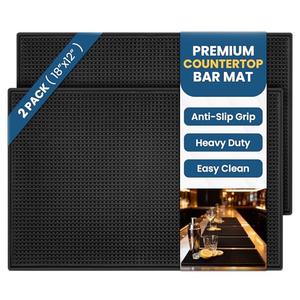 Axieso Bar Mats 18" x 12" - 2 Pack Heavy Duty Non-Slip Rubber Spill Mat for Home Bar, Coffee Station & Countertops – Easy-Clean Design Keeps Surfaces Dry