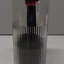 Makeup Brush Holder, Pneumatic Lifting Structure with Dust Cover, water proof Transparent Plastic Storage Box for Vanity and Bathroom Countertop (Black with Red Ball)