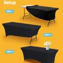 Niuara 4-Pack Black Spandex Tablecloths 72"x30"x30" Stretch Fitted Table Covers for 6ft Rectangle Folding Tables, Wrinkle-Resistant Tablecloth for Wedding, Banquet & Outdoor Events